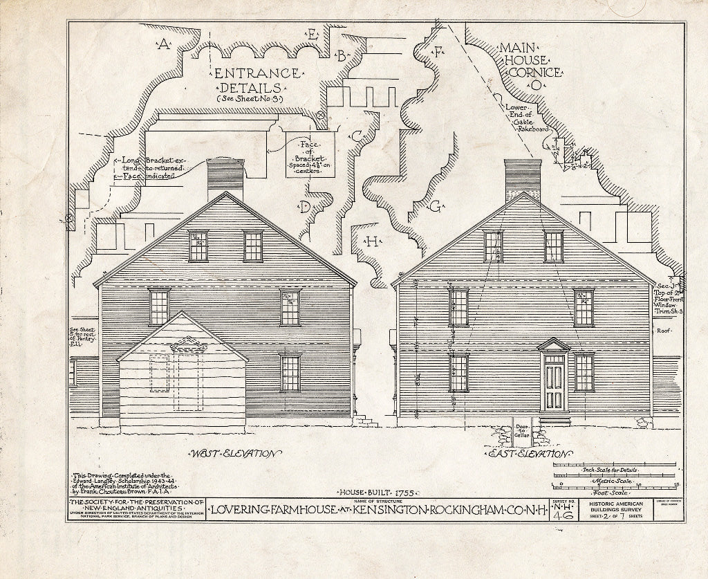 Historic Pictoric : Blueprint HABS NH,8-Kensi,1- (Sheet 2 of 7) - Lovering Farmhouse, Kensington, Rockingham County, NH