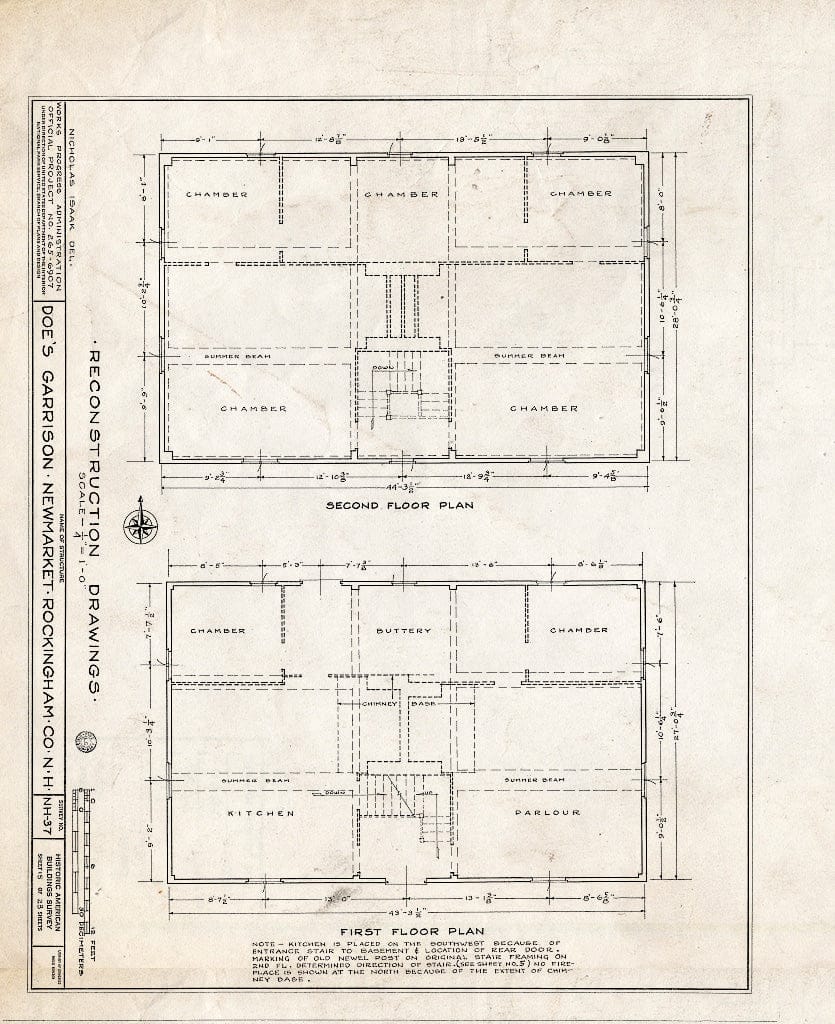Historic Pictoric : Blueprint HABS NH,8-NEWM,1- (Sheet 15 of 23) - Doe Garrison, Lamprey River & Great Bay, Newmarket, Rockingham County, NH