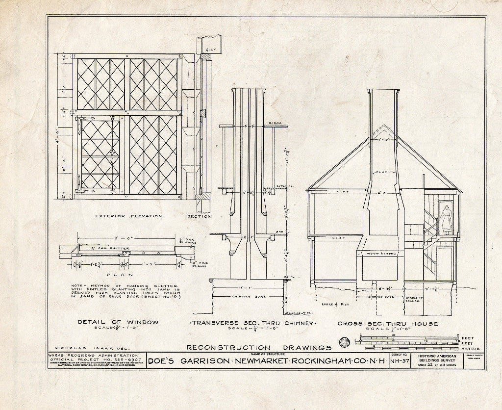 Historic Pictoric : Blueprint HABS NH,8-NEWM,1- (Sheet 22 of 23) - Doe Garrison, Lamprey River & Great Bay, Newmarket, Rockingham County, NH