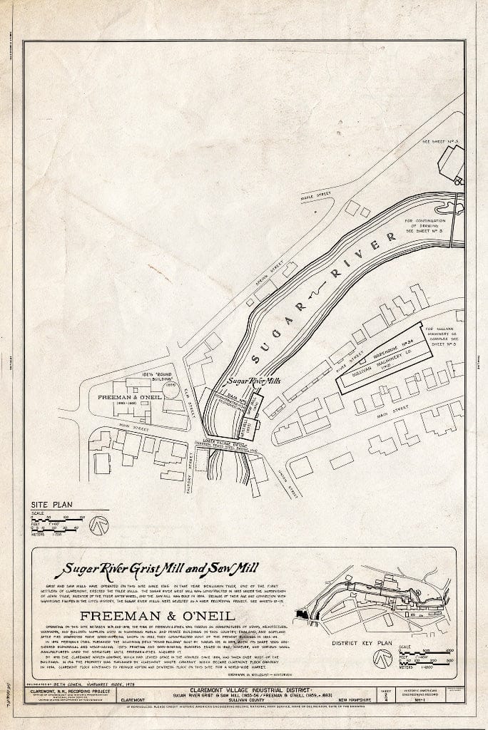 Historic Pictoric : Blueprint HAER NH,10-CLAR,5- (Sheet 2 of 4) - Claremont Village Industrial District, Between B, Claremont, Sullivan County, NH