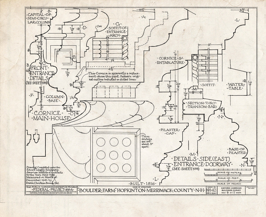 Historic Pictoric : Blueprint HABS NH,7-HOP,2- (Sheet 9 of 17) - Boulder Farm, Dunbarton Road, Hopkinton, Merrimack County, NH