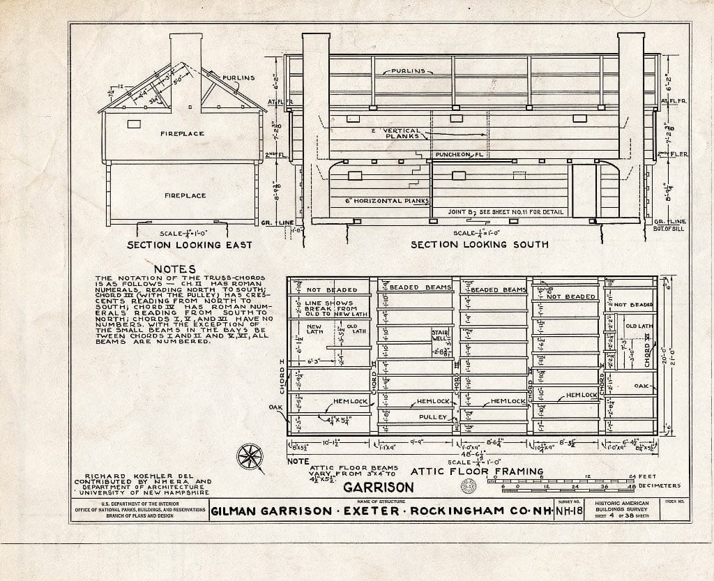Historic Pictoric : Blueprint HABS NH,8-EX,2- (Sheet 4 of 38) - Gilman Garrison, Water & Clifford Streets, Exeter, Rockingham County, NH