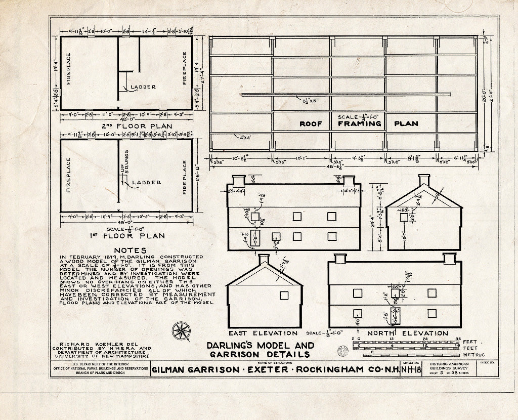 Historic Pictoric : Blueprint HABS NH,8-EX,2- (Sheet 5 of 38) - Gilman Garrison, Water & Clifford Streets, Exeter, Rockingham County, NH