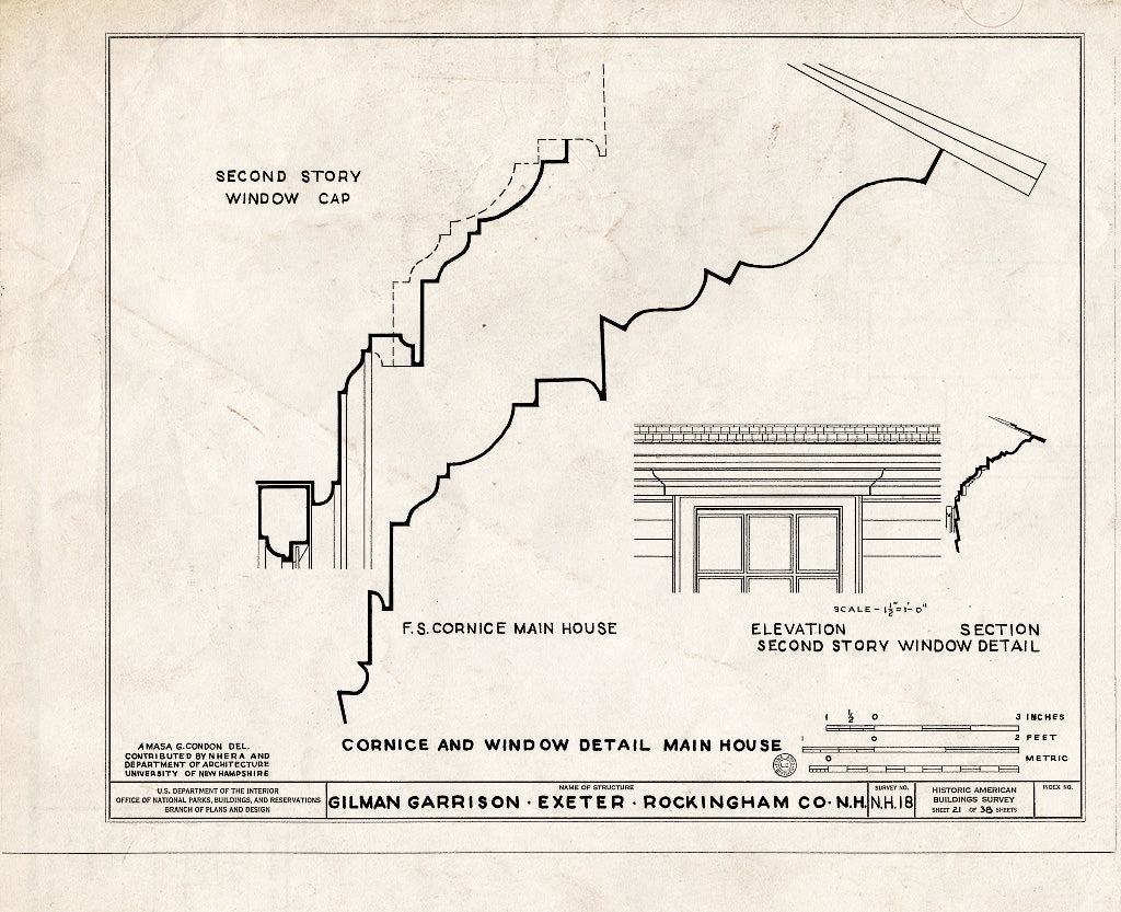 Historic Pictoric : Blueprint HABS NH,8-EX,2- (Sheet 21 of 38) - Gilman Garrison, Water & Clifford Streets, Exeter, Rockingham County, NH