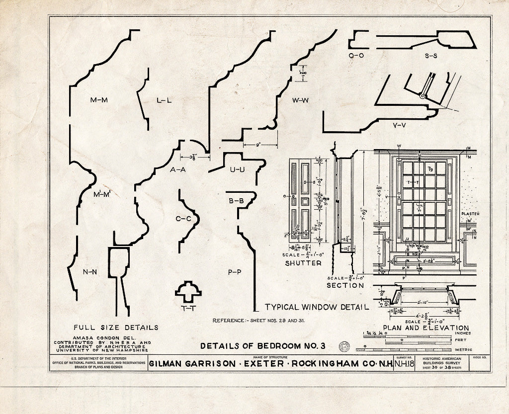 Historic Pictoric : Blueprint HABS NH,8-EX,2- (Sheet 30 of 38) - Gilman Garrison, Water & Clifford Streets, Exeter, Rockingham County, NH