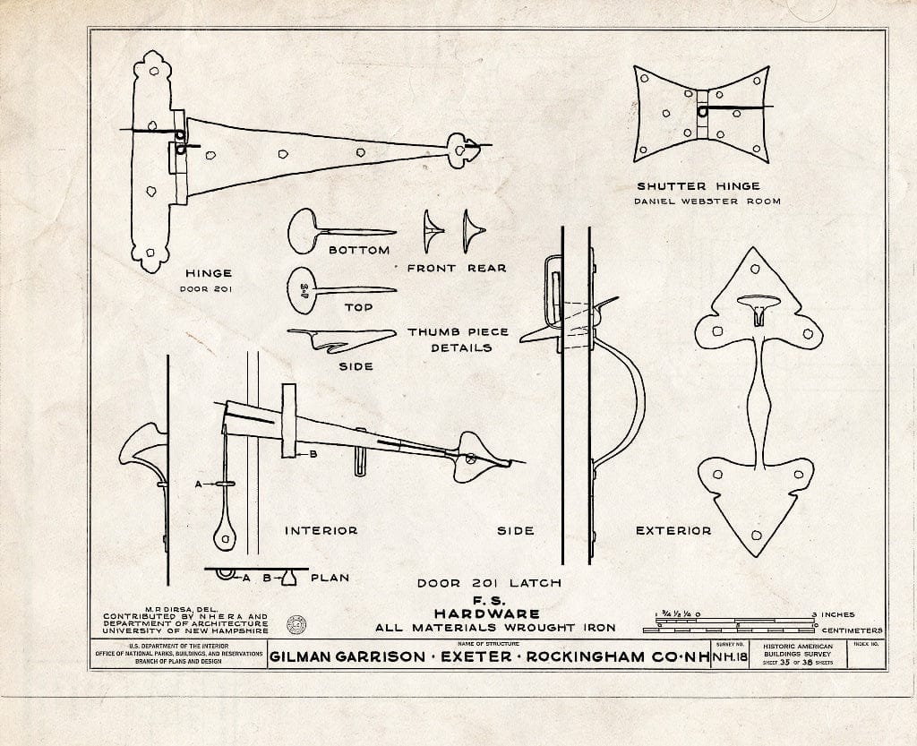 Historic Pictoric : Blueprint HABS NH,8-EX,2- (Sheet 35 of 38) - Gilman Garrison, Water & Clifford Streets, Exeter, Rockingham County, NH