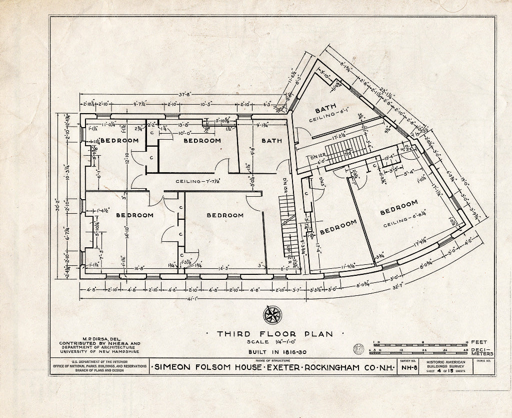 Historic Pictoric : Blueprint HABS NH,8-EX,3- (Sheet 4 of 15) - Simeon Folsom House & Stores, Pleasant & High Streets, Exeter, Rockingham County, NH