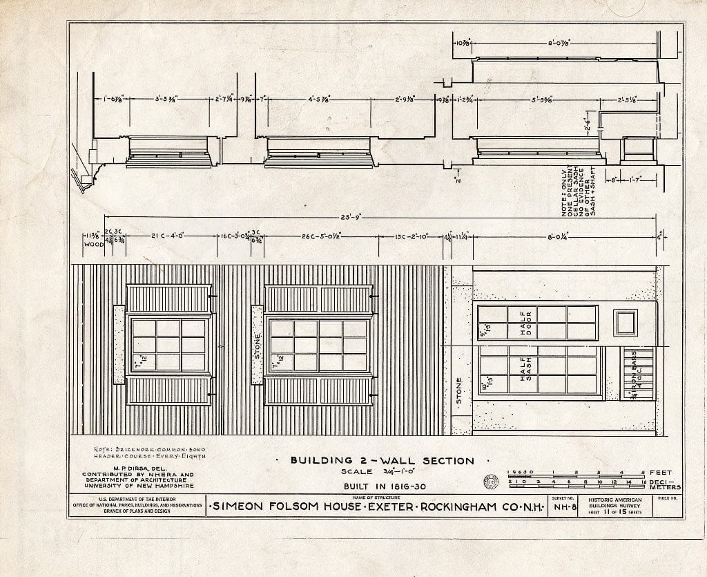 Historic Pictoric : Blueprint HABS NH,8-EX,3- (Sheet 11 of 15) - Simeon Folsom House & Stores, Pleasant & High Streets, Exeter, Rockingham County, NH