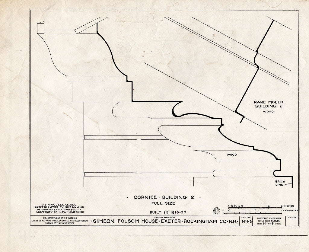 Historic Pictoric : Blueprint HABS NH,8-EX,3- (Sheet 14 of 15) - Simeon Folsom House & Stores, Pleasant & High Streets, Exeter, Rockingham County, NH