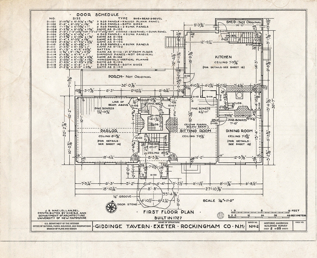 Historic Pictoric : Blueprint HABS NH,8-EX,7- (Sheet 2 of 25) - Giddings Tavern, 37 Park & Summers Streets, Exeter, Rockingham County, NH