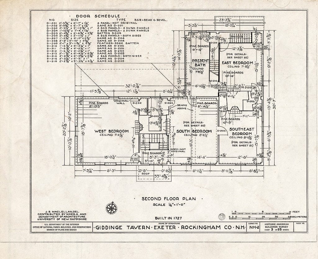 Historic Pictoric : Blueprint HABS NH,8-EX,7- (Sheet 3 of 25) - Giddings Tavern, 37 Park & Summers Streets, Exeter, Rockingham County, NH