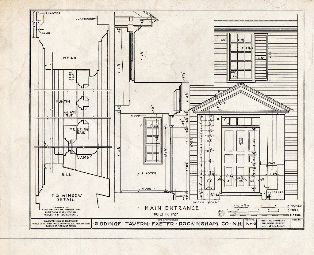 Historic Pictoric : Blueprint HABS NH,8-EX,7- (Sheet 10 of 25) - Giddings Tavern, 37 Park & Summers Streets, Exeter, Rockingham County, NH