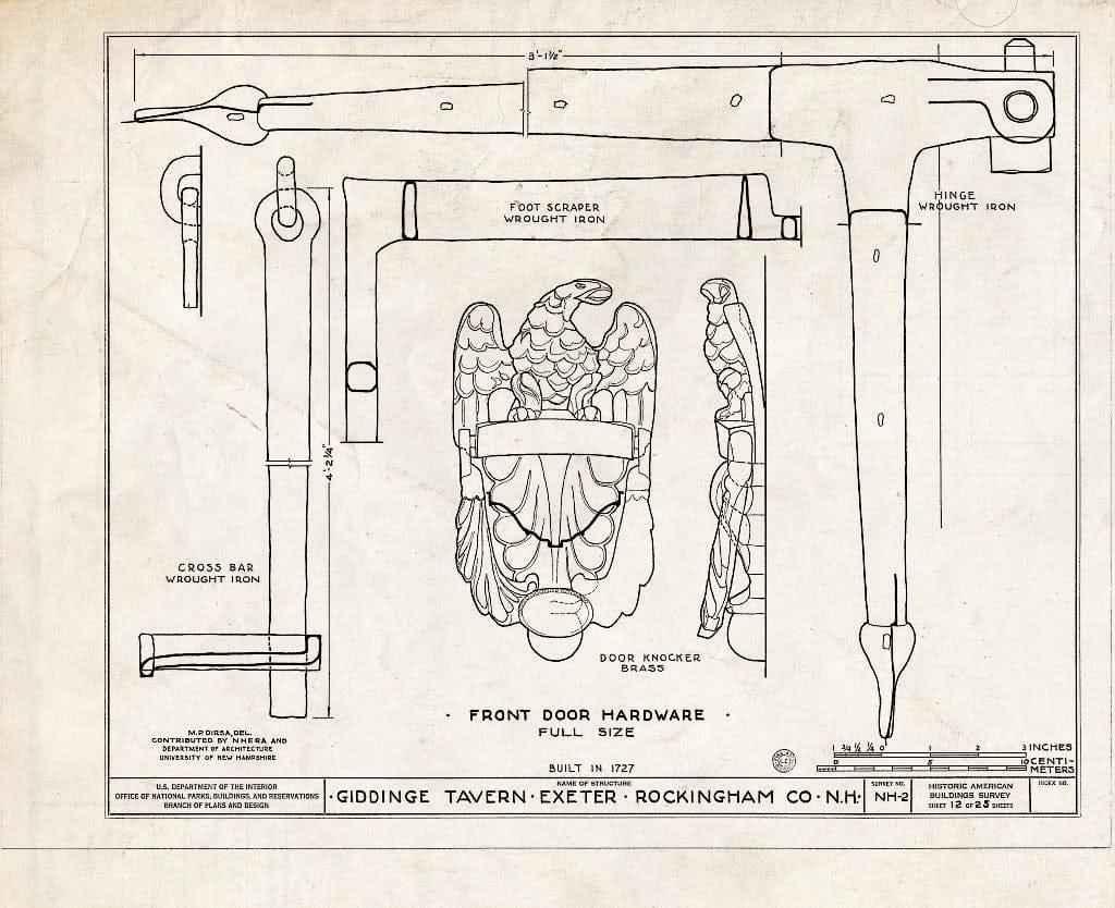 Historic Pictoric : Blueprint HABS NH,8-EX,7- (Sheet 12 of 25) - Giddings Tavern, 37 Park & Summers Streets, Exeter, Rockingham County, NH