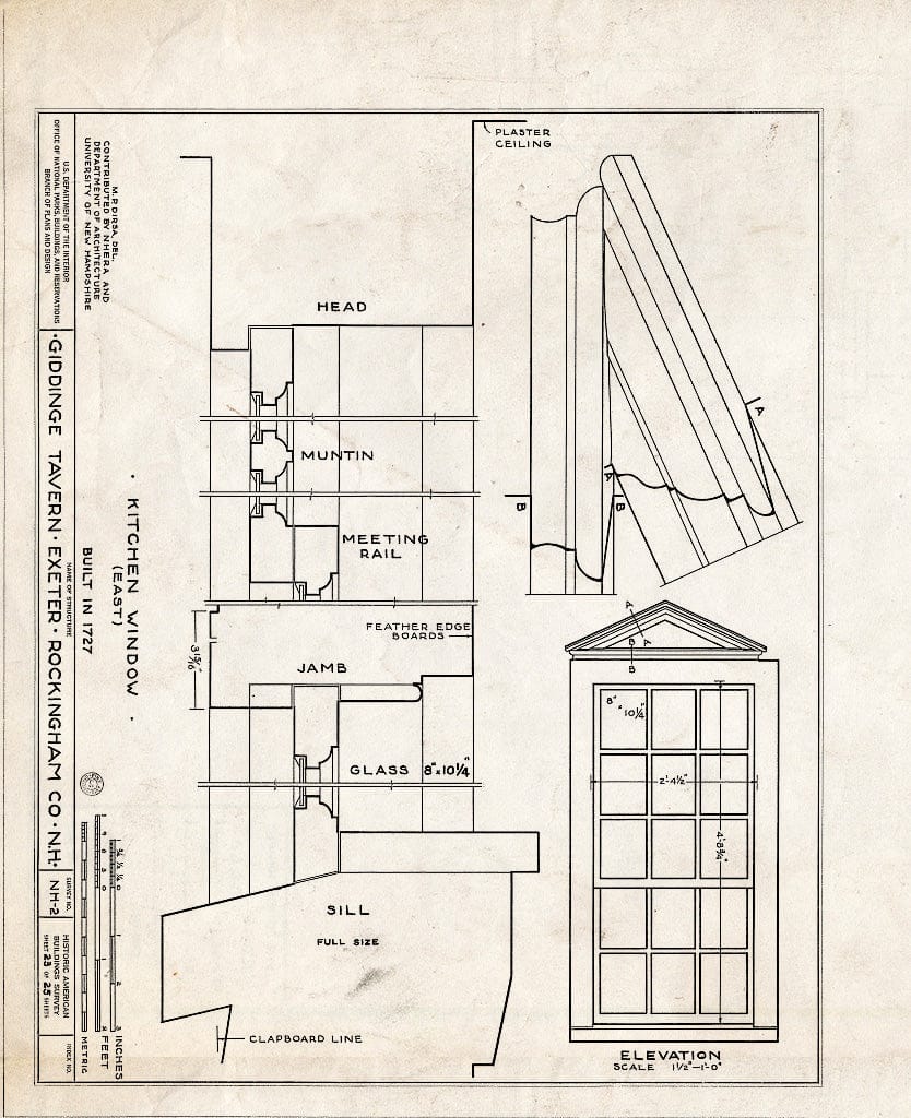 Historic Pictoric : Blueprint HABS NH,8-EX,7- (Sheet 23 of 25) - Giddings Tavern, 37 Park & Summers Streets, Exeter, Rockingham County, NH