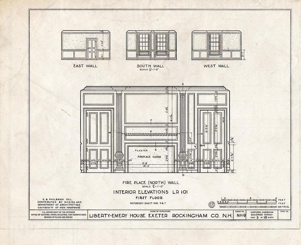 Historic Pictoric : Blueprint HABS NH,8-EX,8- (Sheet 3 of 15) - Liberty Emery House, 41 Main Street, Exeter, Rockingham County, NH
