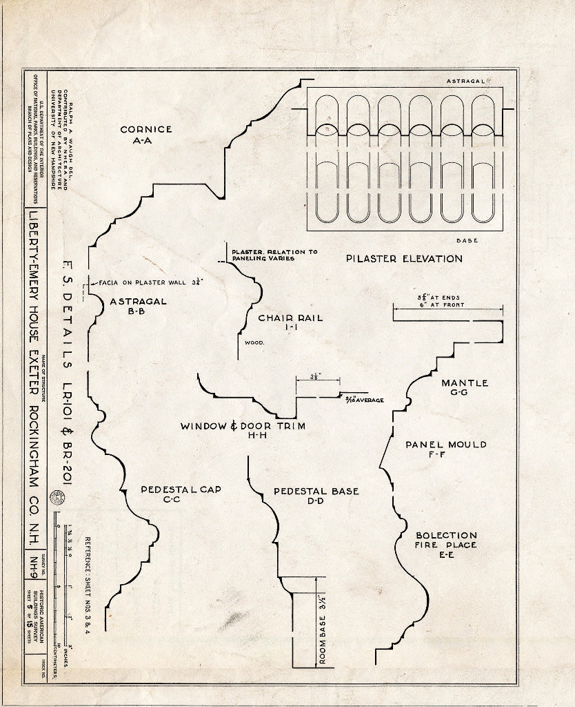 Historic Pictoric : Blueprint HABS NH,8-EX,8- (Sheet 5 of 15) - Liberty Emery House, 41 Main Street, Exeter, Rockingham County, NH