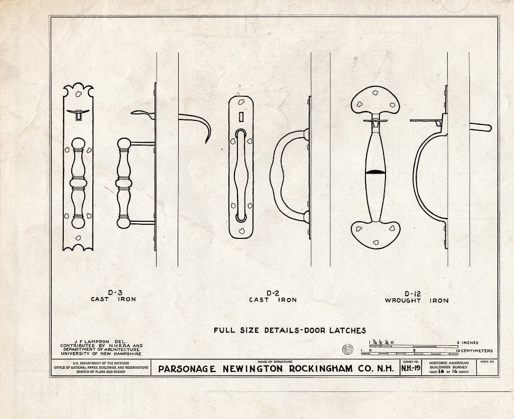 Historic Pictoric : Blueprint HABS NH,8-NEWI,2- (Sheet 16 of 16) - Parsonage, Newington, Rockingham County, NH