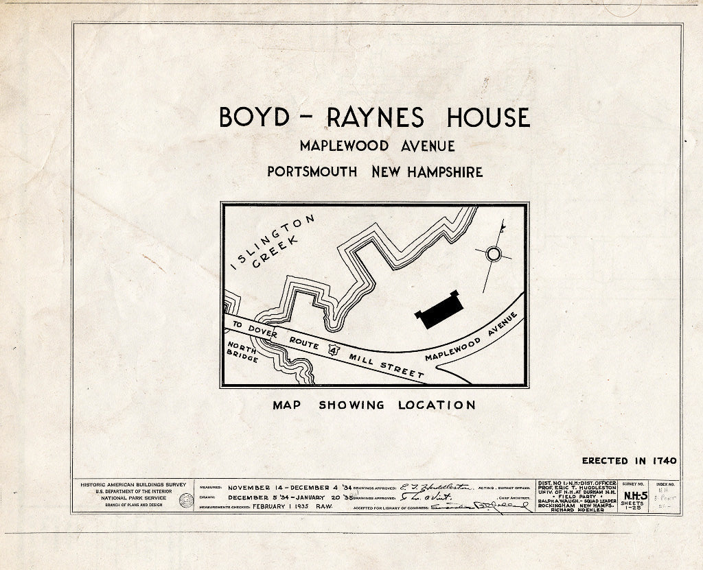 Historic Pictoric : Blueprint HABS NH,8-Port,26- (Sheet 0 of 25) - Boyd-Raynes House, Maplewood Avenue, Portsmouth, Rockingham County, NH