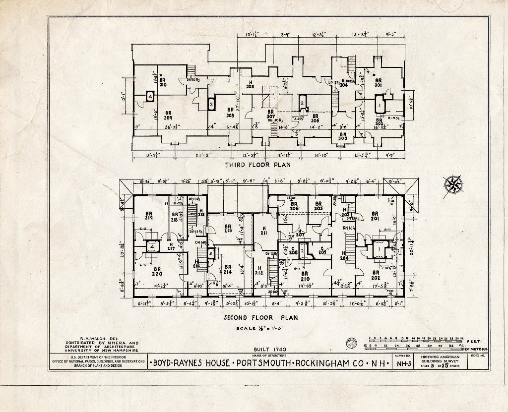 Historic Pictoric : Blueprint HABS NH,8-Port,26- (Sheet 3 of 25) - Boyd-Raynes House, Maplewood Avenue, Portsmouth, Rockingham County, NH