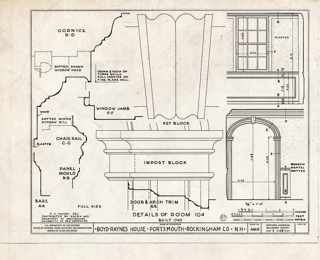 Historic Pictoric : Blueprint HABS NH,8-Port,26- (Sheet 7 of 25) - Boyd-Raynes House, Maplewood Avenue, Portsmouth, Rockingham County, NH