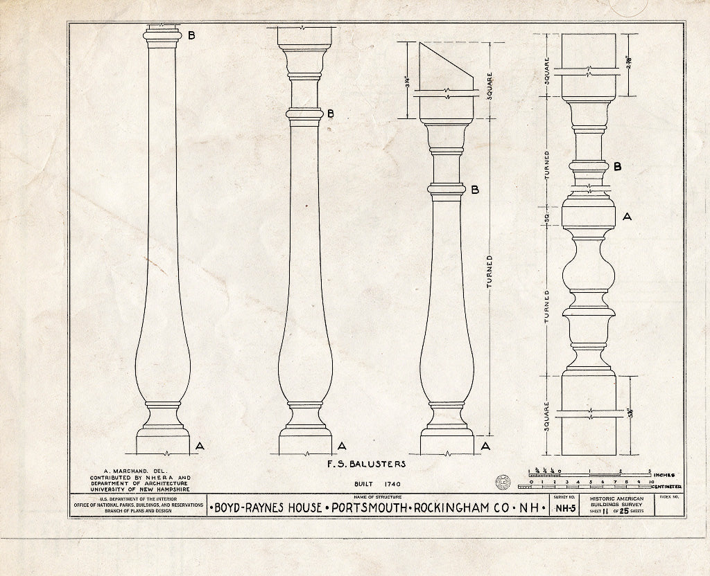 Historic Pictoric : Blueprint HABS NH,8-Port,26- (Sheet 11 of 25) - Boyd-Raynes House, Maplewood Avenue, Portsmouth, Rockingham County, NH