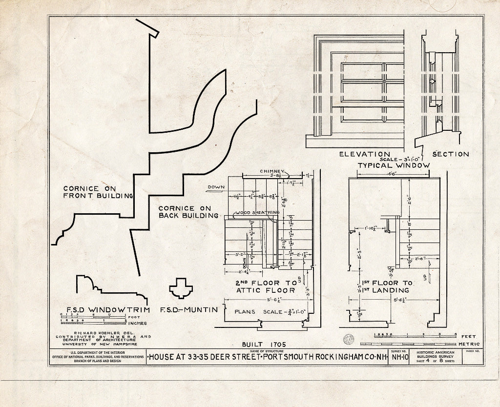 Historic Pictoric : Blueprint HABS NH,8-Port,51- (Sheet 4 of 8) - 33-35 Deer Street (House), Portsmouth, Rockingham County, NH