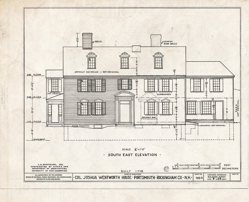 Historic Pictoric : Blueprint HABS NH,8-Port,121- (Sheet 5 of 25) - Colonel Joshua Wentworth House, 121 Hanover Street (Moved to Hancock Street), Portsmouth, Rockingham County, NH