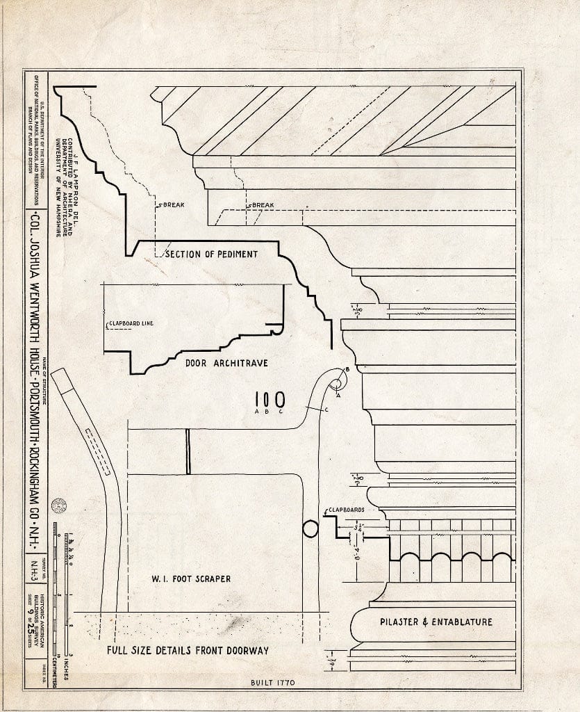 Historic Pictoric : Blueprint HABS NH,8-Port,121- (Sheet 9 of 25) - Colonel Joshua Wentworth House, 121 Hanover Street (Moved to Hancock Street), Portsmouth, Rockingham County, NH