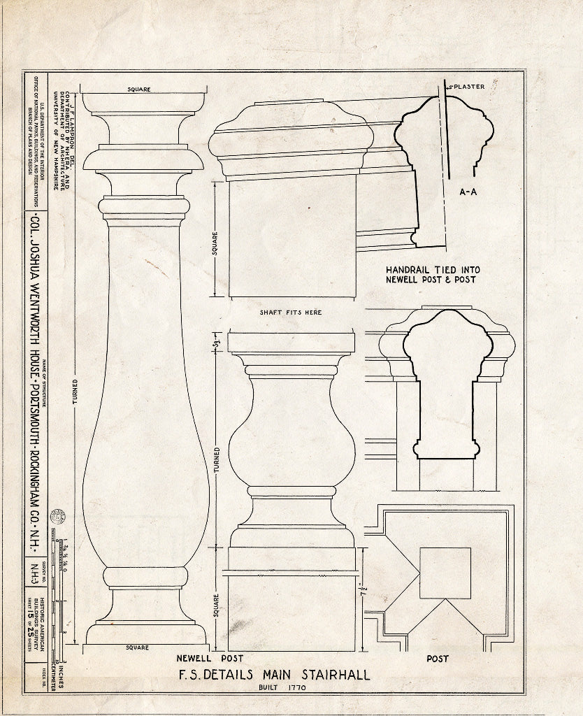 Historic Pictoric : Blueprint HABS NH,8-Port,121- (Sheet 15 of 25) - Colonel Joshua Wentworth House, 121 Hanover Street (Moved to Hancock Street), Portsmouth, Rockingham County, NH
