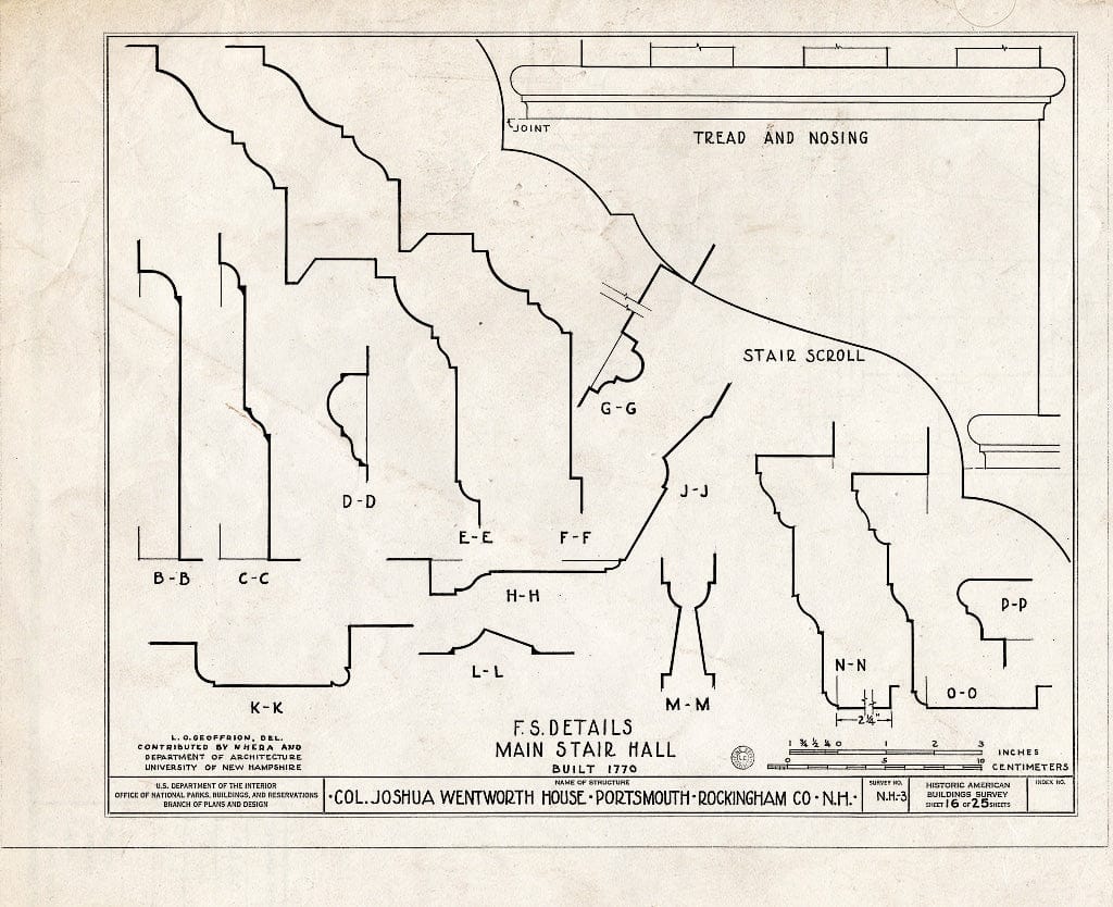 Historic Pictoric : Blueprint HABS NH,8-Port,121- (Sheet 16 of 25) - Colonel Joshua Wentworth House, 121 Hanover Street (Moved to Hancock Street), Portsmouth, Rockingham County, NH