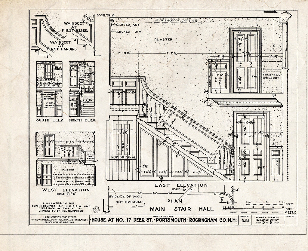 Historic Pictoric : Blueprint HABS NH,8-Port,122- (Sheet 5 of 9) - Michael Whidden House, 117 Deer Street (Moved to High Street), Portsmouth, Rockingham County, NH