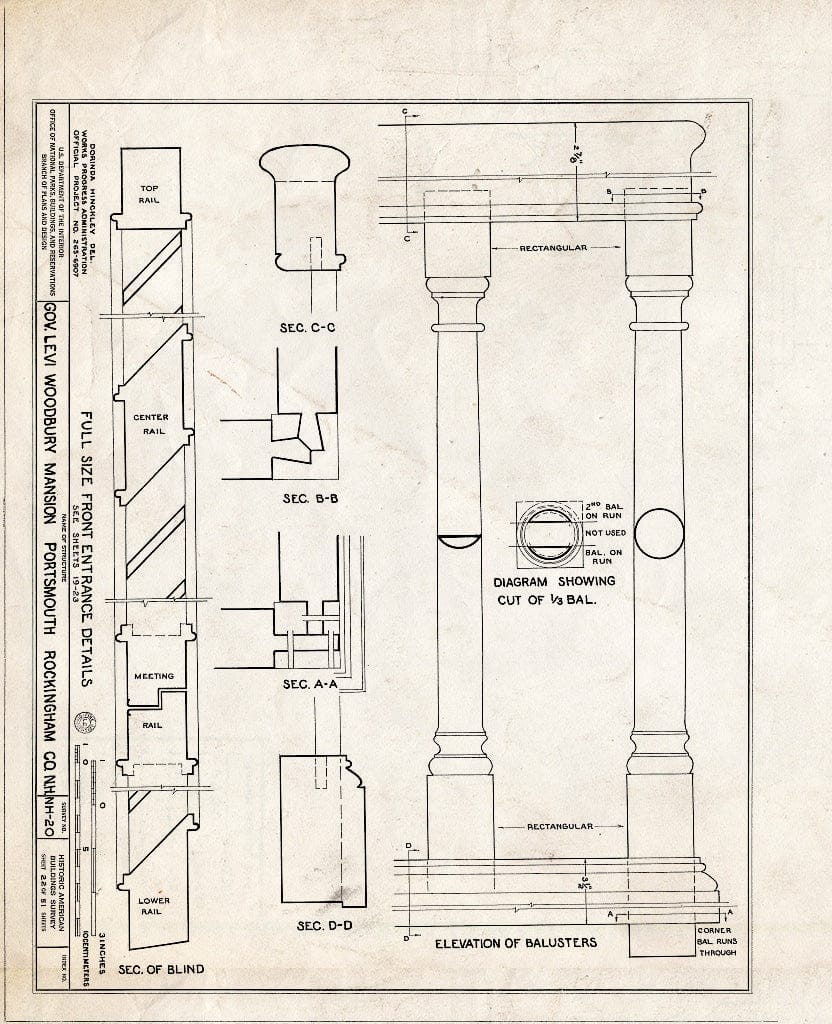 Historic Pictoric : Blueprint HABS NH,8-Port,123- (Sheet 22 of 51) - Governor Levi Woodbury House, Woodbury Avenue & Boyd Road, Portsmouth, Rockingham County, NH