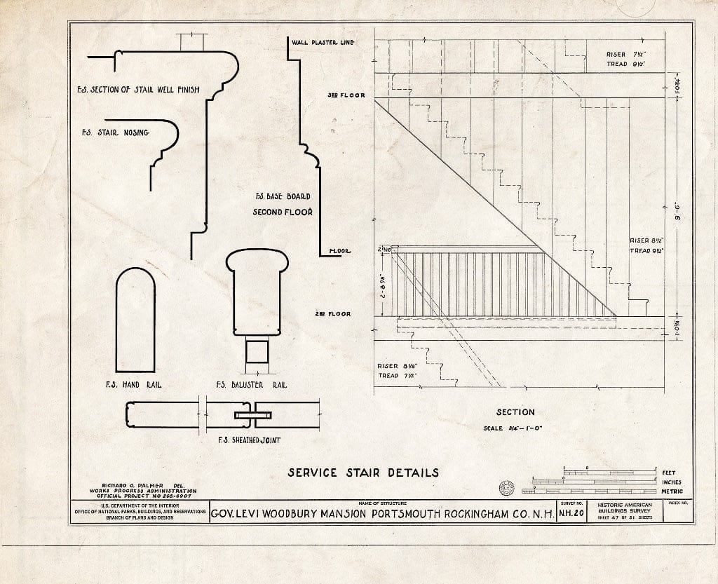 Historic Pictoric : Blueprint HABS NH,8-Port,123- (Sheet 47 of 51) - Governor Levi Woodbury House, Woodbury Avenue & Boyd Road, Portsmouth, Rockingham County, NH