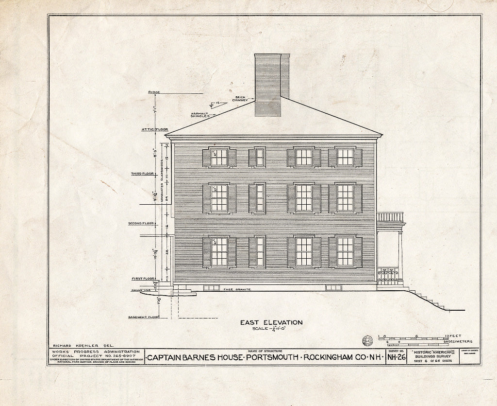 Historic Pictoric : Blueprint HABS NH,8-Port,124- (Sheet 6 of 65) - Captain Barnes House, 218 Islington Street, Portsmouth, Rockingham County, NH