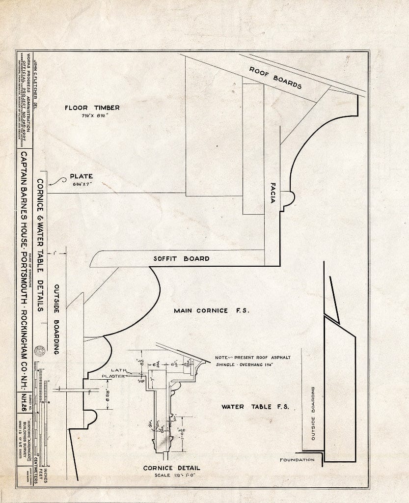 Historic Pictoric : Blueprint HABS NH,8-Port,124- (Sheet 13 of 65) - Captain Barnes House, 218 Islington Street, Portsmouth, Rockingham County, NH