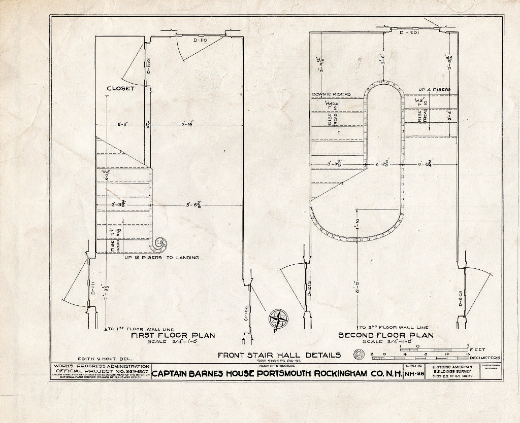 Historic Pictoric : Blueprint HABS NH,8-Port,124- (Sheet 25 of 65) - Captain Barnes House, 218 Islington Street, Portsmouth, Rockingham County, NH