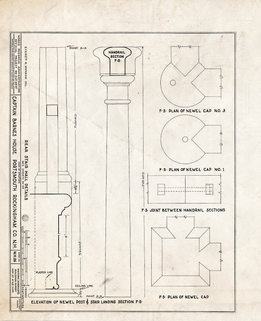 Historic Pictoric : Blueprint HABS NH,8-Port,124- (Sheet 37 of 65) - Captain Barnes House, 218 Islington Street, Portsmouth, Rockingham County, NH