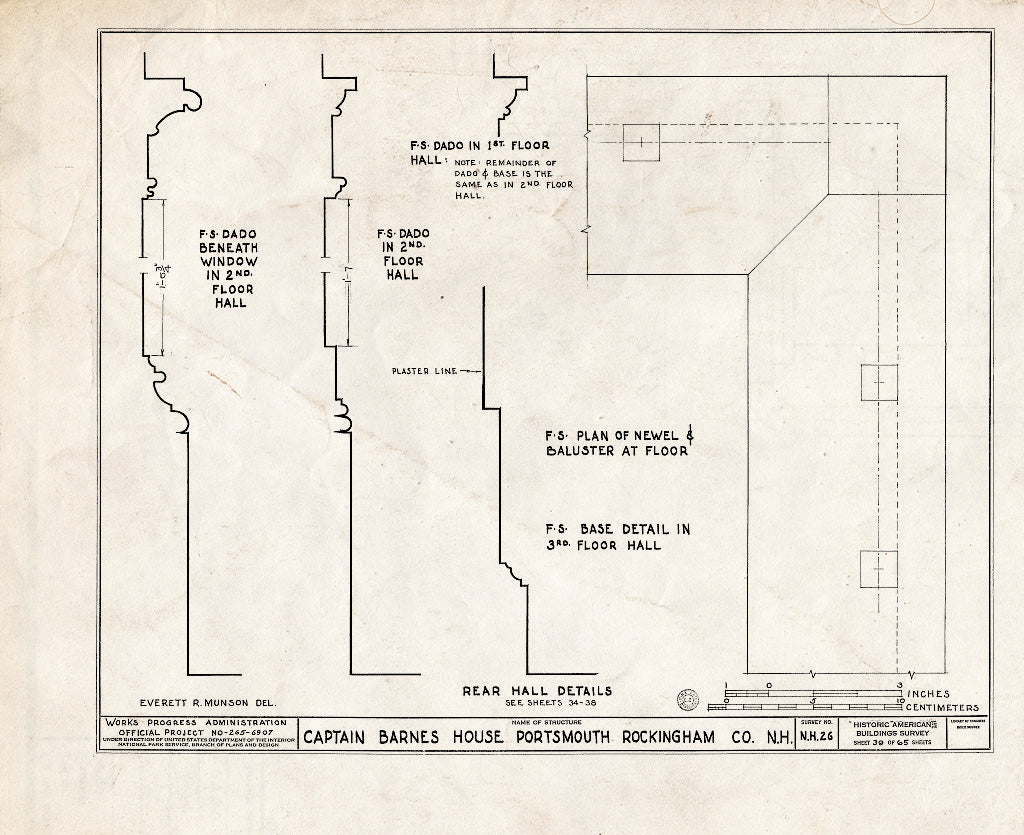 Historic Pictoric : Blueprint HABS NH,8-Port,124- (Sheet 39 of 65) - Captain Barnes House, 218 Islington Street, Portsmouth, Rockingham County, NH