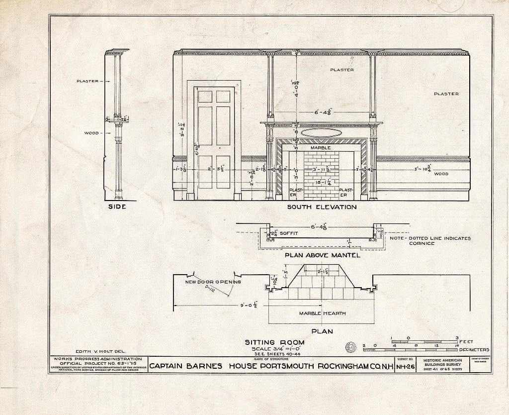 Historic Pictoric : Blueprint HABS NH,8-Port,124- (Sheet 41 of 65) - Captain Barnes House, 218 Islington Street, Portsmouth, Rockingham County, NH