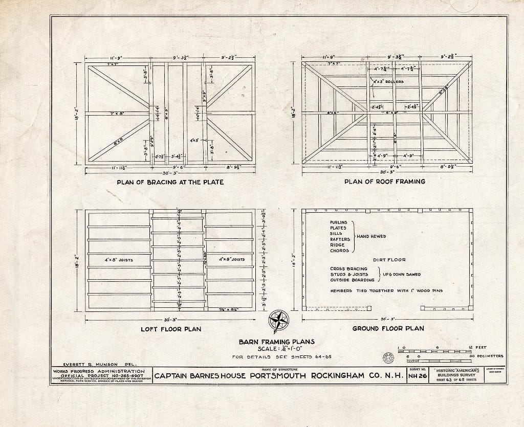 Historic Pictoric : Blueprint HABS NH,8-Port,124- (Sheet 63 of 65) - Captain Barnes House, 218 Islington Street, Portsmouth, Rockingham County, NH