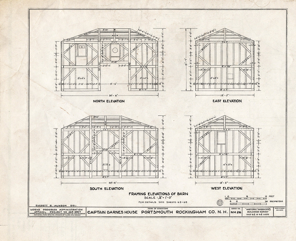 Historic Pictoric : Blueprint HABS NH,8-Port,124- (Sheet 65 of 65) - Captain Barnes House, 218 Islington Street, Portsmouth, Rockingham County, NH