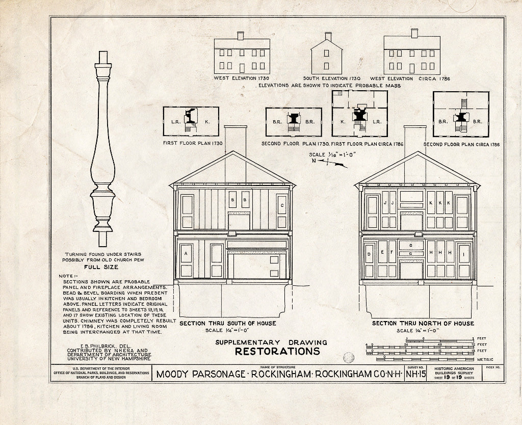 Historic Pictoric : Blueprint HABS NH,8-Rock,1- (Sheet 19 of 19) - Moody Parsonage, Rockingham, Rockingham County, NH