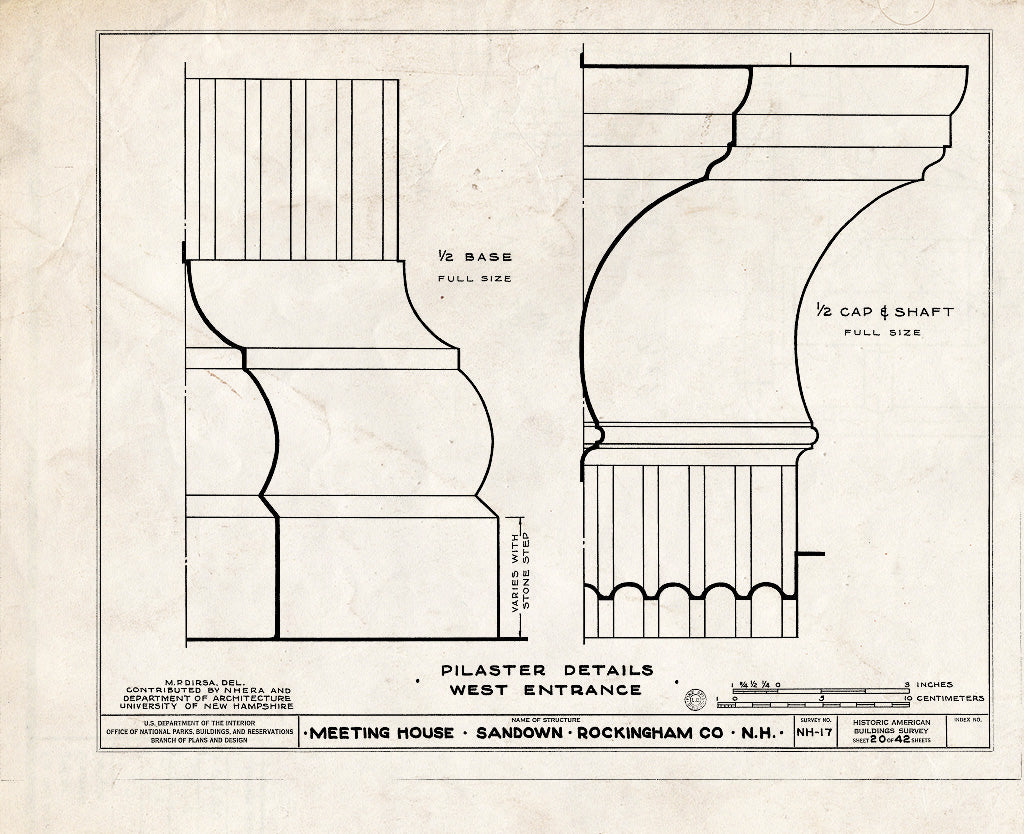 Historic Pictoric : Blueprint HABS NH,8-Sand,1- (Sheet 20 of 42) - Meetinghouse, Phillips Road, Sandown, Rockingham County, NH
