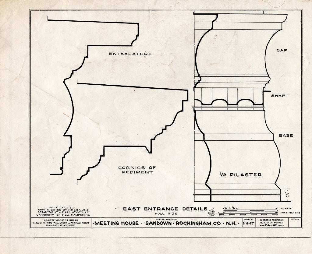 Historic Pictoric : Blueprint HABS NH,8-Sand,1- (Sheet 24 of 42) - Meetinghouse, Phillips Road, Sandown, Rockingham County, NH