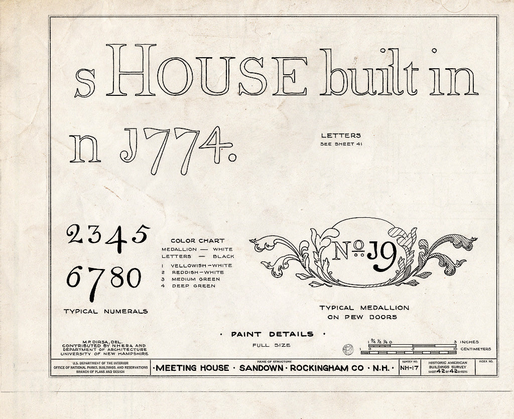 Historic Pictoric : Blueprint HABS NH,8-Sand,1- (Sheet 42 of 42) - Meetinghouse, Phillips Road, Sandown, Rockingham County, NH