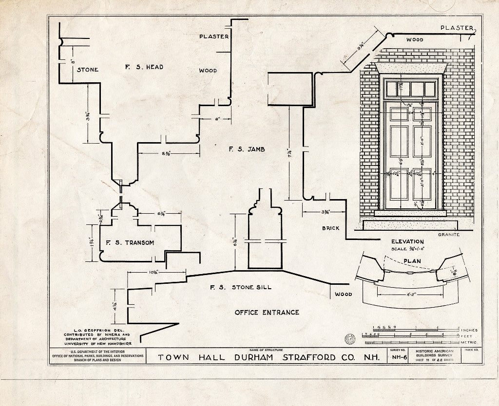 Historic Pictoric : Blueprint HABS NH,9-DUR,2- (Sheet 11 of 22) - Town Hall, Newmarket & Dover Roads, Durham, Strafford County, NH