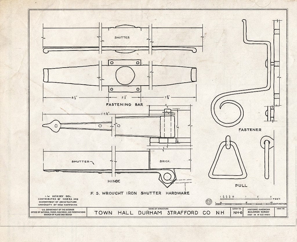 Historic Pictoric : Blueprint HABS NH,9-DUR,2- (Sheet 16 of 22) - Town Hall, Newmarket & Dover Roads, Durham, Strafford County, NH