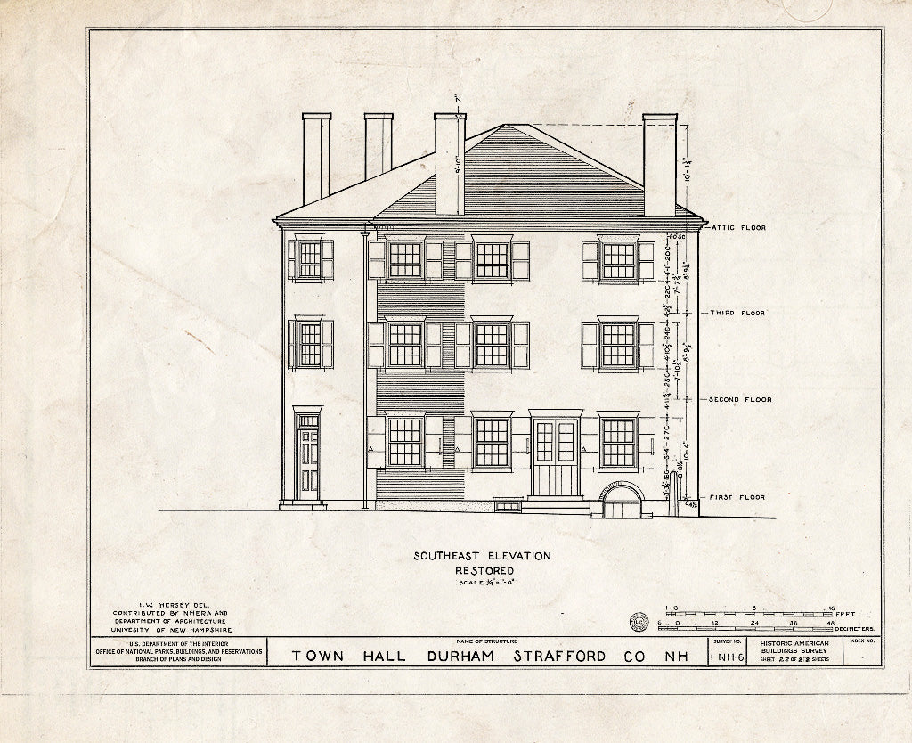 Historic Pictoric : Blueprint HABS NH,9-DUR,2- (Sheet 22 of 22) - Town Hall, Newmarket & Dover Roads, Durham, Strafford County, NH