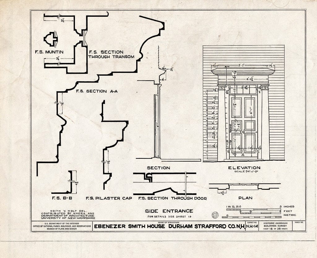 Historic Pictoric : Blueprint HABS NH,9-DUR,4- (Sheet 18 of 38) - Ebenezer Smith House, 20 Main Street, Durham, Strafford County, NH