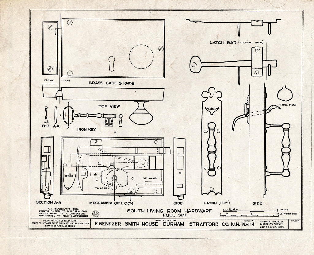 Historic Pictoric : Blueprint HABS NH,9-DUR,4- (Sheet 27 of 38) - Ebenezer Smith House, 20 Main Street, Durham, Strafford County, NH